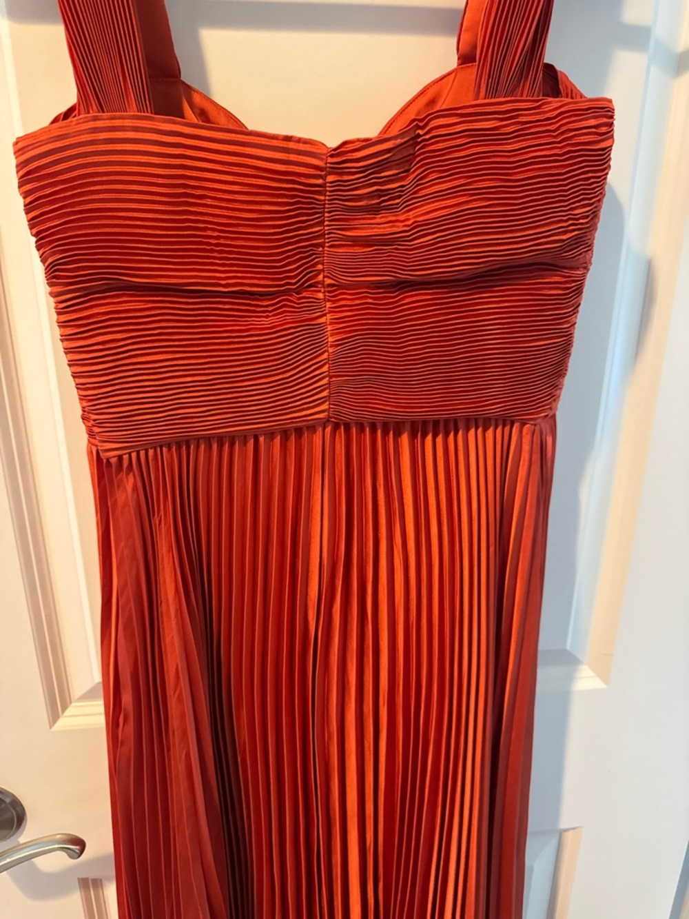 AMUR Giselle Rust Terracotta Pleated Midi Dress | Size 4 - Picture 7 of 8